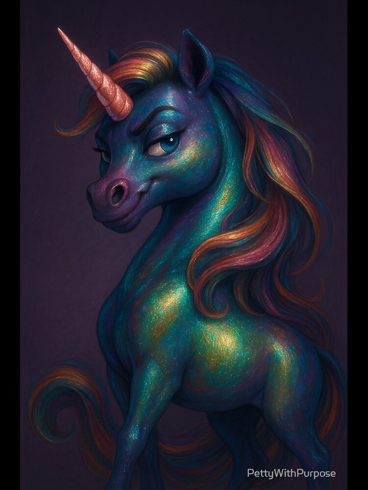 Sassy Rainbow Metallic Unicorn in Iridescent Armor